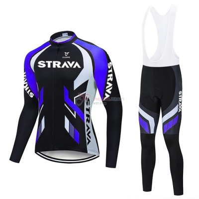 STRAVA Cycling Jersey Kit Long Sleeve 2021 Purple Black
