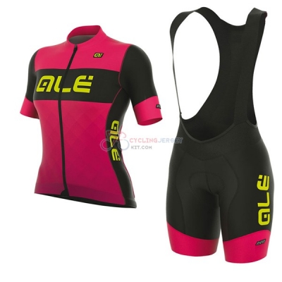 Women ALE R-EV1 Rumbls Short Sleeve Cycling Jersey and Bib Shorts Kit 2017 pink