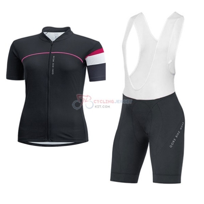 Women Gore Bike Wear Short Sleeve Cycling Jersey and Bib Shorts Kit 2017 black
