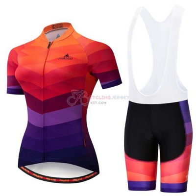 Women Miloto Cycling Jersey Kit Short Sleeve 2019 Orange Purple