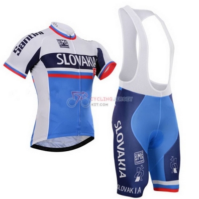 Slovakia Cycling Jersey Kit Short Sleeve 2013 White And Blue