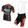2015 Team Vastgoedservice Golden Palace black orange Short Sleeve Cycling Jersey And Bib Shorts Kit