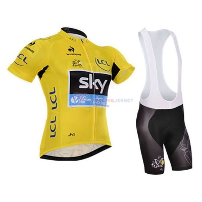 Tour De France Sky Cycling Jersey Kit Short Sleeve 2015 Yellow