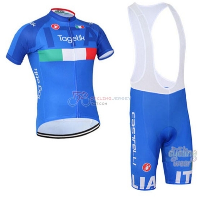 Italy Cycling Jersey Kit Short Sleeve 2016 White And Blue