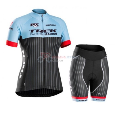 Women Cycling Jersey Kit Trek Short Sleeve 2016 Blue And Black