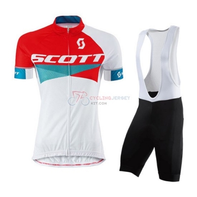 Women Cycling Jersey Kit Scott Short Sleeve 2016 White And Red