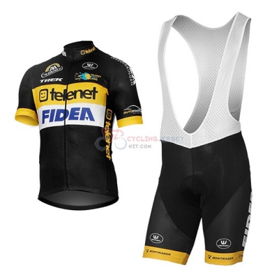 2017 Team Telenet Fidea Lions black Short Sleeve Cycling Jersey And Bib Shorts Kit