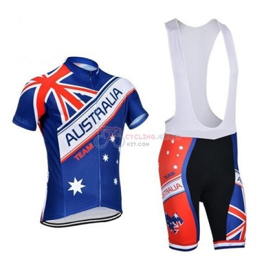 2018 Australia Cycling Jersey Kit Short Sleeve Blue and Red