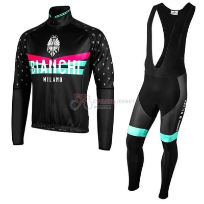 Bianchi Milano PB Cycling Jersey Kit Long Sleeve 2019 Black Red
