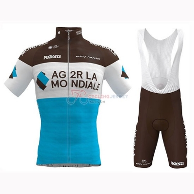 Ag2r La Mondiale Cycling Jersey Kit Short Sleeve 2019 Brown White Blue