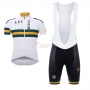Australia Short Sleeve Cycling Jersey and Bib Shorts Kit 2017 white and yellow
