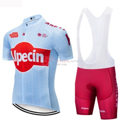 Katusha Alpecin Cycling Jersey Kit Short Sleeve 2019 Light Blue Red