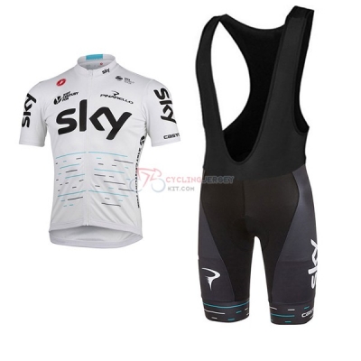 Sky Short Sleeve Cycling Jersey and Bib Shorts Kit 2017 white