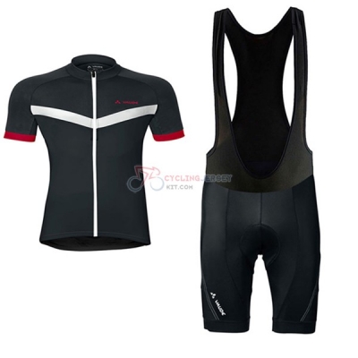 Women Vaude Short Sleeve Cycling Jersey and Bib Shorts Kit 2017 black
