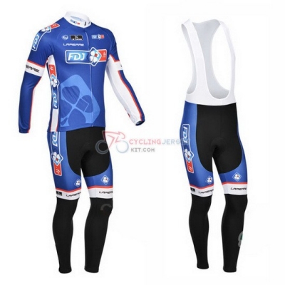 FDJ Cycling Jersey Kit Long Sleeve 2013 Blue