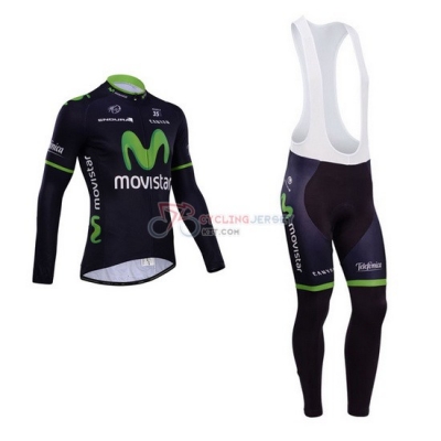 Movistar Cycling Jersey Kit Long Sleeve 2014 Black