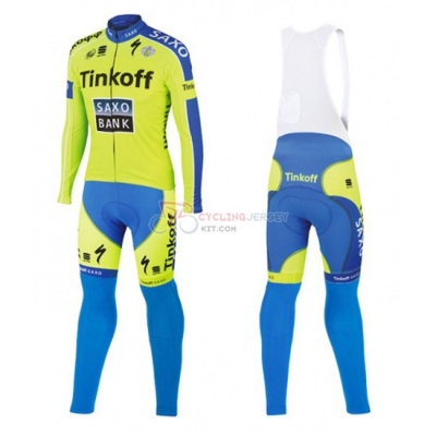 Saxo Bank Cycling Jersey Kit Long Sleeve 2016 Yellow And Blue